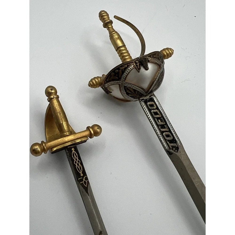 Vintage Lot Toledo Black Gold Decorative‎ Blade Dagger Sword Letter Opener Knife